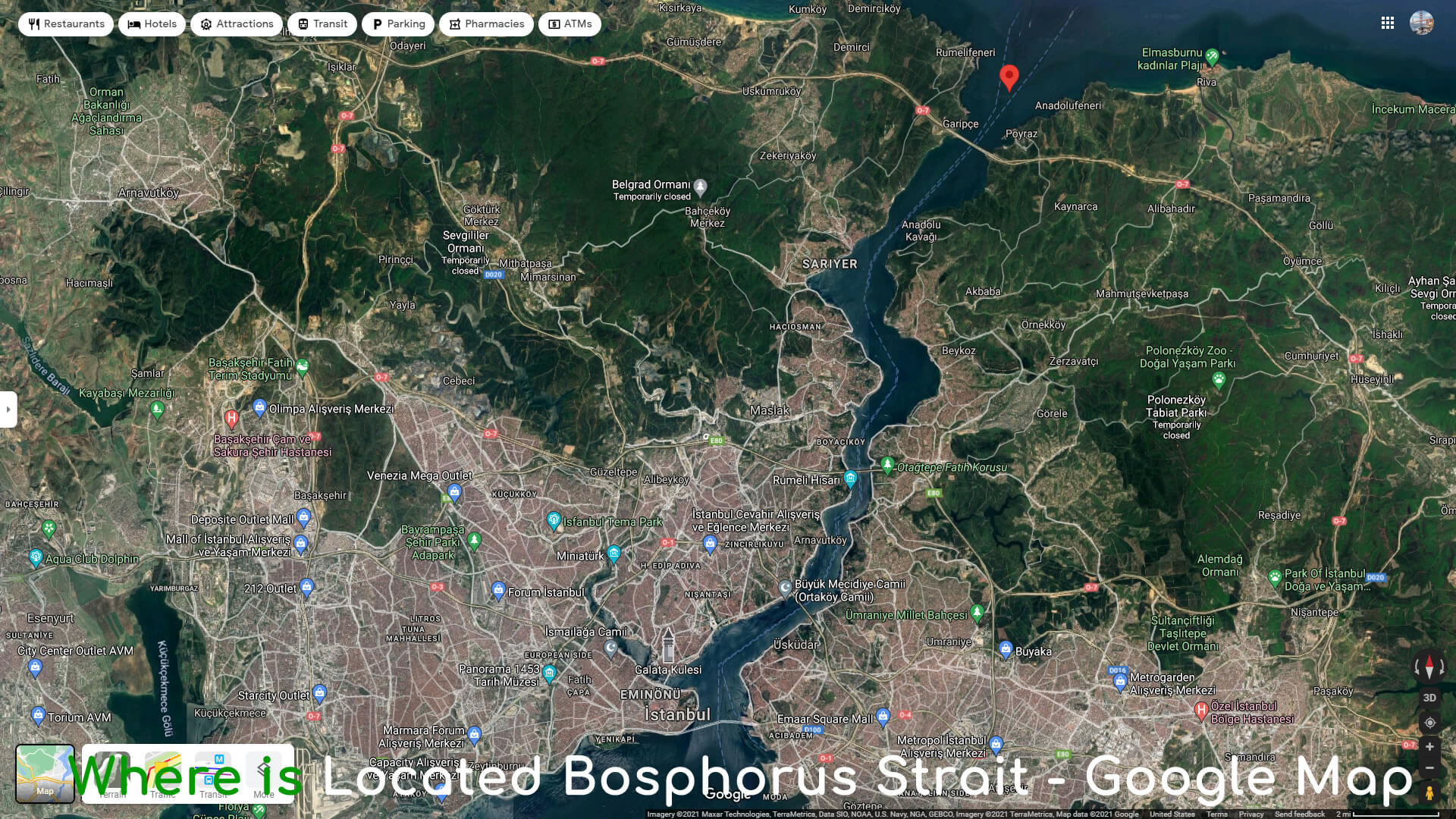 Where is Located Bosphorus Strait - Google Map